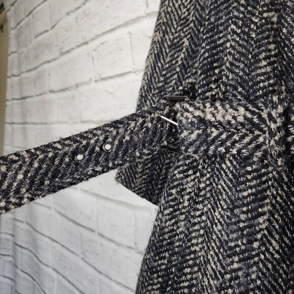 Zara Basic Women's Gray Textured Tweed Full Zip Lined Hooded Coat Size Small - Picture 6 of 15